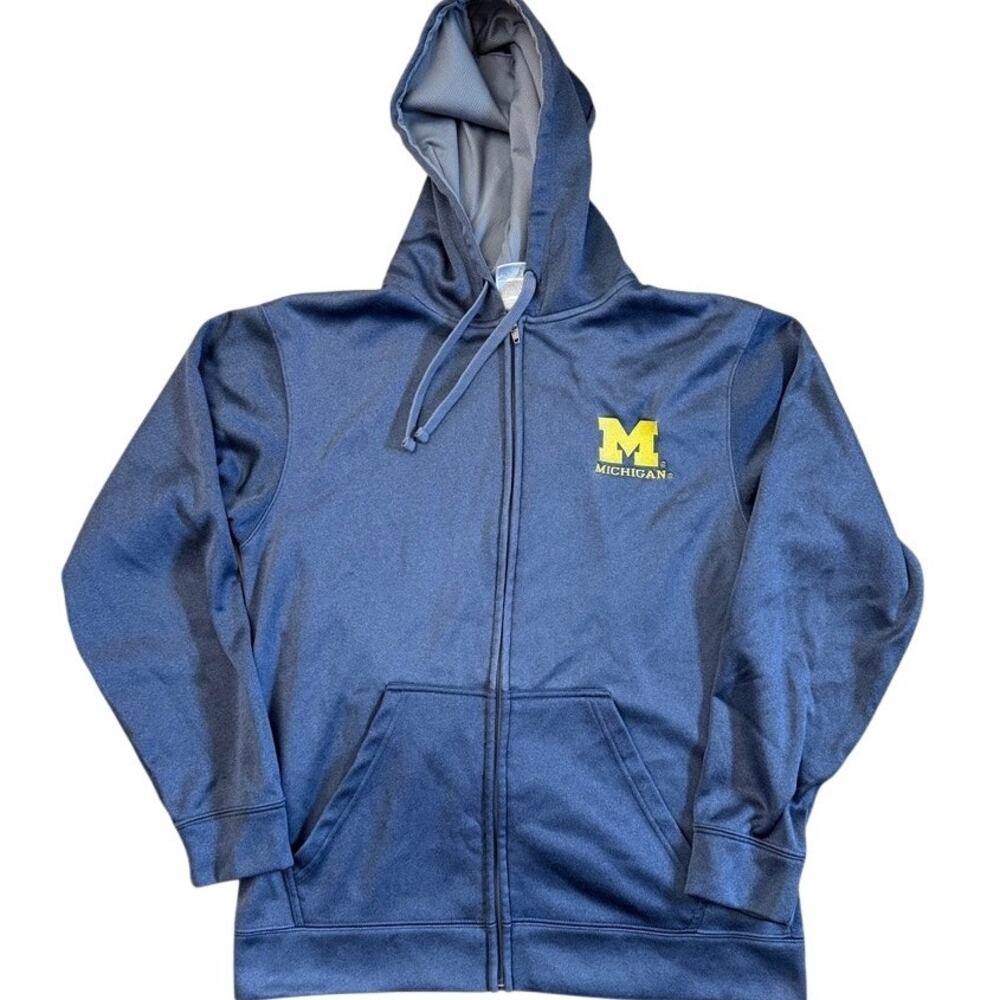 Michigan Wolverines Pro Edge blue Zip Up hoodie sweatshirt Size Medium